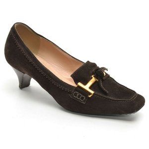 Galo Hand Made Horse Bit Brown Suede Pumps 37